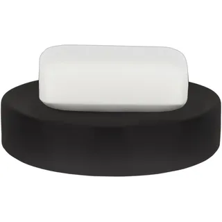 Spirella Seifenschale Steinoptik dekorative Badausstattung Seifenablage Tube Maße: 11 x 11 x 3 cm-Schwarz matt, Black