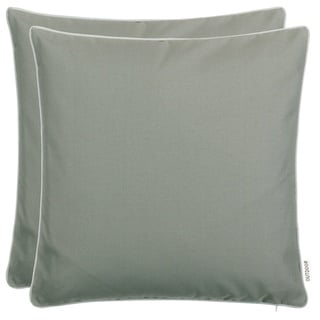 Brandsseller Kissen 2er-Set 45x45 cm Outdoor Garten Dekokissen mit Paspel - Garngefärbt Uni Schmutz- und Wasserabweisend mit Reißverschluss Taupe