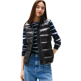 Tommy Hilfiger Tommy Jeans Damen Weste Slim Zip Print Down mit Stehkragen, Schwarz (Black), XS