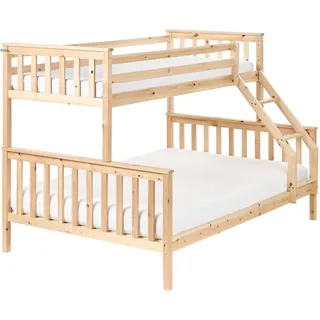 Beliani Hochbett 90-140/200 cm Hellbraun Bierne , Holz , 140x200 cm , Babymöbel & Kindermöbel, Kinderzimmer & Jugendzimmer, Stockbetten