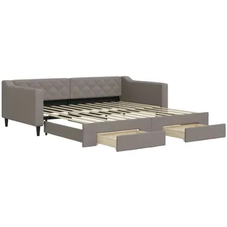 vidaXL Tagesbett Ausziehbar mit Schubladen Taupe 100x200 cm Stoff