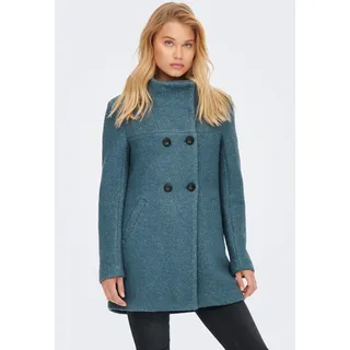 Langjacke ONLY "ONLNEWSOPHIA WOOL COAT OTW CC", Damen, Gr. M, blau (blau mirage), Web, Obermaterial: 70% Polyester, 30% Wolle, unifarben, regular fit Po-bedeckend, Jacken Langjacke, Materialmix
