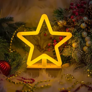 Forever Light Weihnachten Stern Fenster Deko stehend LED Warmweiß USB und Batteriebetrieben Weihnachtsdekoration Weihnachtsbeleuchtung