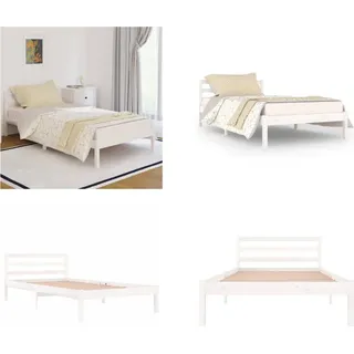 vidaXL Massivholzbett Kiefer 100x200 cm Weiß - Bettrahmen - Bettgestell - Bett - Holzbett - Weiß
