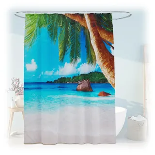 Relaxdays Badevorhang Tropical 180 x 200 cm mehrfarbig