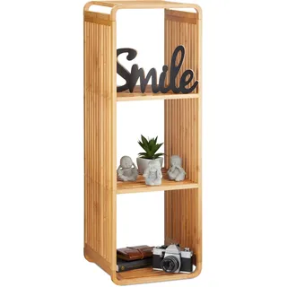 Relaxdays Regal, Natur | schmales Badregal mit 4 Ablagen, 96x33x33 cm
