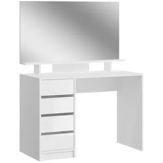 inn.furn Schminktisch "Adele" in weiß Hochglanz Schminkkommode mit Spiegel 110 x 145 cm, - Weiß