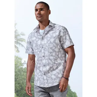 Beachtime Hawaiihemd »Regular fit«,, Kurzarm, Freizeithemd mit Palmenprint, reine Baumwolle, grau