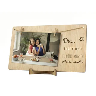 CONTRAXT Bilderrahmen mit Klammern und Leine. Fotoleine polaroid bilder rahmen detail beste freund geschenk Überraschung fotorahmen holz bildrahmen aufhängen (Lieblings Person DE)