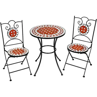 tectake Mosaik-Gartengarnitur Neapel, filigranes Design, braun , Braun , Keramik , Gartenmöbel, Gartengarnituren, Gartenmöbel-Sets