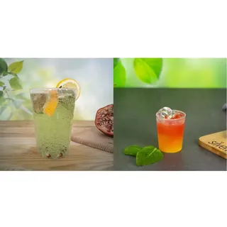 30x Cocktail Becher 0,3 L transparent aus PP 6-eckig & 50x Schnapsglas 2cl / 4cl mit Eichstrich - bruchsichere Mehrwegbecher wiederverwendbar Schnaps Becher Hartplastik Shotglas aus PP Plastik