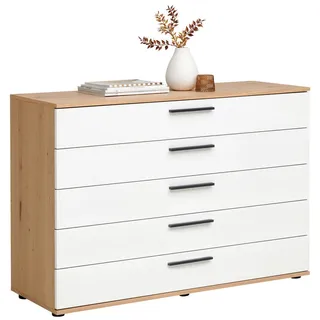 Dieter Knoll Sideboard , Weiß, Eichefarben , Kunststoff , Balkeneiche , furniert , 5 Schublade(n) Schubladen , 120x82.2x46 cm , Typenauswahl, Beimöbel erhältlich , Holzmöbel, Kommoden Holz, Sideboards Holz