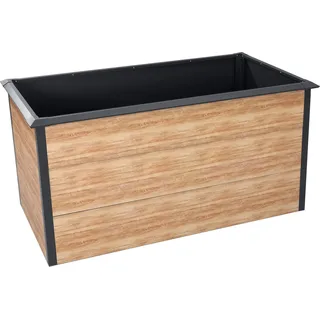 Zelsius Hochbeet für Garten, 150 x 75 x 77 cm, Holzoptik | Anthrazit RAL 7016 | Terrasse oder Balkon - Hellbraun