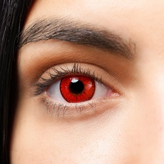Kontaktlinsen farbig ohne Stärke rot | farbige rote crazy Jahreslinsen Anime | weiche Linsen | 2 Stück Farblinsen + Linsenbehälter | Fasching | Halloween | Cosplay | Charmiga Devil Red