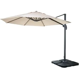 MCW Ampelschirm A96 Ø 3m Alu/Stahl Creme mit Ständer