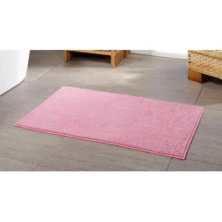 Gözze Badematte »Chenille« Höhe 15 mm rutschhemmend beschichtet fußbodenheizungsgeeignet Badteppich, Uni Farben, besonders weich durch Microfaser, waschbar, rosa