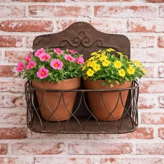 AltoBelli Wandkorb ZITA Metall Antik Braun 26x24 cm