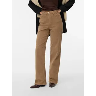 Cordhose VERO MODA "VMTESSA HR WIDE CORDUROY PANTS GA NOOS", Damen, Gr. 28, Länge 32, silber mink, Cord, Obermaterial: 98% Baumwolle, 2% Elasthan, unifarben, bequem normal, Hosen Cordhose