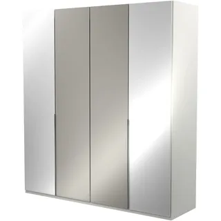 Kleiderschrank MUSTERRING "San Diego, Kleiderschrank, Schrank, Garderobe, mit Glastüren", weiß, B:200cm H:216cm T:58cm, Glas, Holzwerkstoff, Schränke, Kleiderschrank, 4-türig (gedämpft), 4 Böden, 2 Kleiderstangen, Chromgriffe