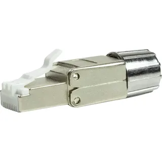 Logilink MP0080 feldkonfektionierbarer RJ45 Stecker CAT 8.1-EconLine, Grau, Edelstahl,