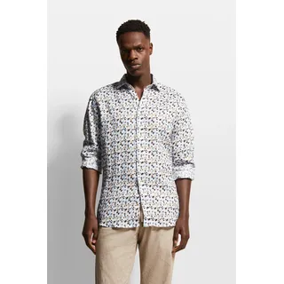 bugatti Langarmhemd aus 100 % Leinen, blau