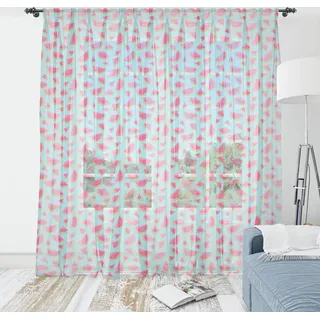 ABAKUHAUS Wassermelone Wandteppich,  Fresh Summer Fruit Repetitive Köstliches nette Karikatur-Muster, Wohnzimmer Schlafzimmer seidiges Satin Wandtuch, 220 cm x 274 cm, Avocadogrün Rosa - Rosa