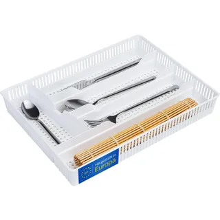 KONZEPT Besteckkasten für Schubladen 31x23x4,5cm Weiß - Praktischer Schubladen Organizer Küche, Besteckschublade Einsatz für optimale Küche Aufbewahrung & Organisation