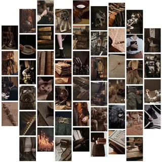 Waschbär Dark Academia Wand-Collage-Set, Retro-Stil, Fotosammlung, Collage, Wohnheim-Dekoration für Jugendliche und junge Erwachsene, Wanddruck-Set, kleine Poster für Zimmer, Ästhetik, 54 Stück
