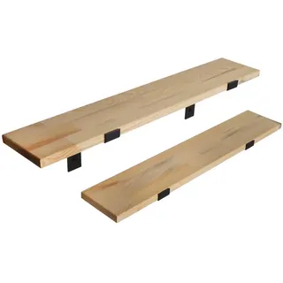 [en.casa] Wandregal-Set 2 Tlg. Løgstør , Naturfarben , Holz , Kiefer , 75x14x14 cm , Wohnzimmer, Regale, Wandregale