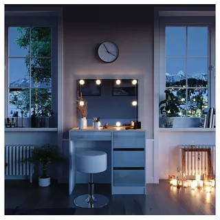 Vicco Schminktisch Sherry Weiß Schminkspiegel LED Beleuchtung und Hocker