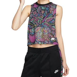Nike Damen NSW FTR Allover Print Debardeurs T-Shirt, Schwarz (Black), (Herstellergröße: Large)