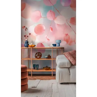 Livingwalls Fototapete mit Blätter-Design in Blau, Rosa, Lila - Florale Vliestapete 8,80 m x 0,53 m Grafik-Motiv by COSMOPLITAN - 791551
