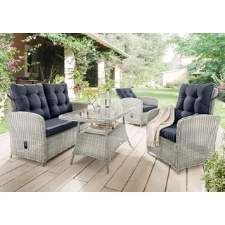 Destiny Gartenlounge-Set »MERANO« 1x 2er Sofa, 2x Sessel, 1x Tisch, inkl. Auflagen, 11 Stk. tlg., weiß
