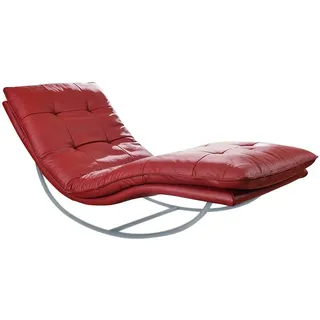 W.Schillig Relaxliege daily dreams Leder 75 x 85 x 169 cm rot mit Kissen