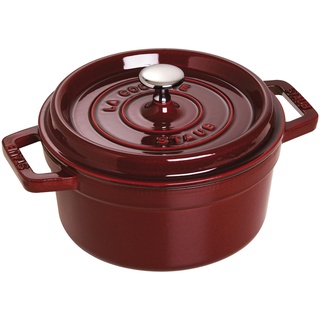 STAUB Gusseisen Bräter/Cocotte, Rund 22 cm, 2,6 L, Aromaregen Funktion für optimale Befeuchtung, Für alle Herdarten inkl. Induktion & Backofen, Grenadine Rot