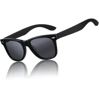 DUCO Retro-Holz Polarisierte Sonnenbrille Herren Damen Fahrerbrille 2141 | Umweltfreundliche Anglerbrille mit Walnussbügeln für Männer, UV400-Schutz Verspiegelte Linse Kat. 3, Geeignet als Geschenk