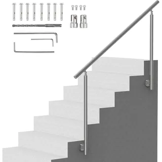 Vevor Handläufe für Außentreppen, 150 cm langes Treppengeländer-Set, Übergangsgeländer aus Edelstahl mit Montagesatz, doppelsäulige Treppenhandläufe für Senioren, Veranda und Terrasse