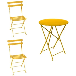 Fermob Bistro Balkonmöbel-Set 3tlg. Stahl/Klappbar Tisch 60cm Rund