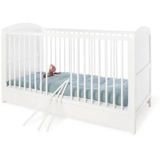 Pinolino Gitterbett , Weiß , Holzwerkstoff , 75x90x145 cm , zum Juniorbett umbaubar, höhenverstellbar, Sprossen mit Normabstand, Aufbauanleitung im Karton, Lattenrost inklusive, Schlupfsprossen , Babymöbel & Kindermöbel, Babyzimmer, Babybetten, Gitterbetten