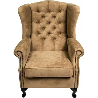 Ohrensessel Sessel Fernseh Stuhl Polster Sofa 1 Sitzer Relax Chesterfield Club - Braun