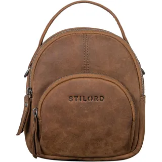STILORD 'Polina' Frauen Mini Daypack Leder XS City Backpack Tagesrucksack Klein Leder Stadtrucksack Kleine Handy Schultertasche Damen Casual Bag, Farbe:tarragona - braun