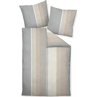Janine Design Mako-Soft-Seersucker Bettwäsche-Garnitur TANGO 20043 Farbe sand silber Größe 155x220 + 80x80 cm - Beige, Braun