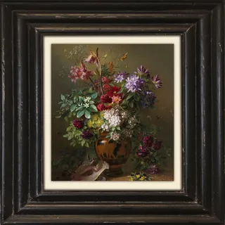 queence Leinwandbild "Blumen" Blumen  Blumenbilder  Kunst  Stillleben  Vasen & Töpfe Premium-Leinwandstoff, Handarbeit aus Deutschland, 40x40cm, farbe bild(er): bunt