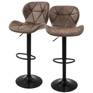 ML-Design 2er Set Barhocker Tresenhocker 360° drehbar, Kunstleder, Gepolsterter Barstuhl mit Rückenlehne und Fußstütze, 59-79 cm - Braun