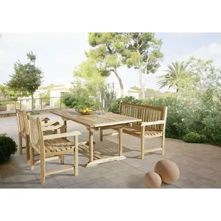 SAM® Gartenmöbel Set 4tlg mit Bank Teak Gartentisch ausziehbar 180-240 cm KUBA/CARACAS - Beige