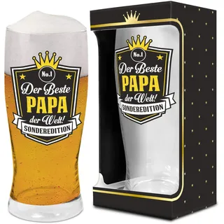 Abc Casa Papa Bierglas 0,5l zum Geburtstag, Jahrestag, Namestag, Valentinstag, Vatertag, im Geschenkbox -Aufschrift der Beste Papa der Welt, Sonderedition - Geschenkidee für den Vater