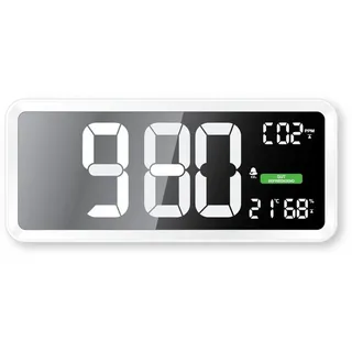 Technoline WL1040 Luftgüte-Messgerät, Wanduhr, CO2-Anzeige, farbige Darstellung Gehaltes mit grafischen Lüftungsempfehlungen, Weiß