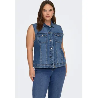 Jeansweste ONLY CARMAKOMA "CARWESPA WEST DNM PIM619 NOOS", Damen, Gr. 52, medium blau denim, Denim/Jeans, Obermaterial: 79% Baumwolle, 20% Polyester, 1% Elasthan, unifarben, regular fit normal, Westen Jeansweste