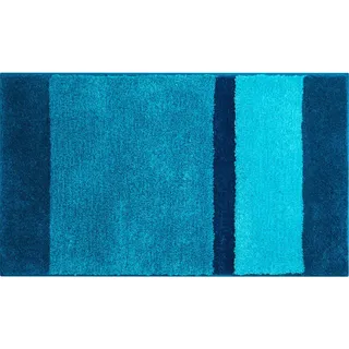 Grund Badteppich , Türkis , Textil , Streifen , rechteckig , 60x100 cm , Oeko-Tex® Standard 100, Made in Europe , für Fußbodenheizung geeignet, rutschfest , Heimtextilien, Badtextilien, Badematten