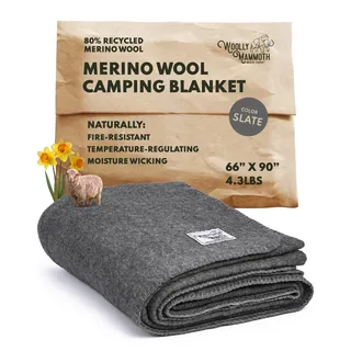 Woolly Mammoth Woolen Company Explorer-Kollektion Bettüberwurf 167 x 230 cm Grau